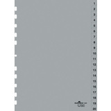 DURABLE Kunststoff-Register, Zahlen, A4, 20-teilig, 1 - 20