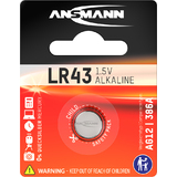 ANSMANN alkaline Knopfzelle LR43/LR1142/AG12, 1,5 Volt