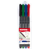 Kores fineliner "K-Liner", Strichstrke: 0,4 mm, 4er Etui