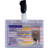 pavo Namensschild, mit Clip, 54 x 86 mm, transparent