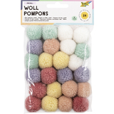 folia woll-pompons "Pastell", 24 Stck, farbig sortiert