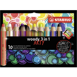 STABILO multitalentstift woody 3 in 1, 10er karton-etui ARTY