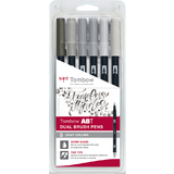 Tombow doppelfasermaler "DUAL brush PEN ABT",6er gray Colors