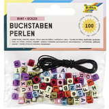 folia Buchstaben-Perlen, eckig, 100 Stck, farbig sortiert