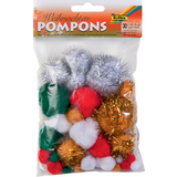 folia Pompons, 30 Stck, Weihnachtsfarben