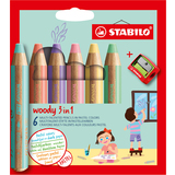 STABILO multitalentstift woody 3 in 1, 6er etui Pastell