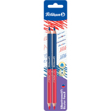 Pelikan silbentrennstift dick, rot/blau, 2er Blisterkarte