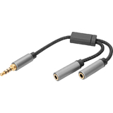 DIGITUS audio Headset Adapter, 3,5 mm Klinke, schwarz/grau