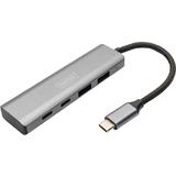 DIGITUS usb-c Hub, 4 Port, 2x usb A + 2x USB-C, dunkelgrau