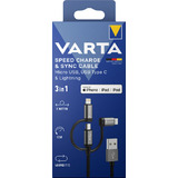 VARTA ladekabel Speed charge & sync cable 3in1, 2 m