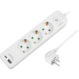 LogiLink Steckdosenleiste, 3-fach, 2x USB, mit Schalter