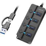 LogiLink usb 3.2 Hub, 4 Port, mit Ein-/Ausschalter, schwarz