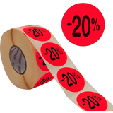 METO promo-etiketten "-20%", rund, rot fluor