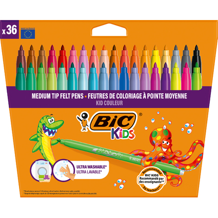 BIC Kids Fasermaler Kid Couleur medium, 36er Kartonetui