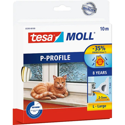 tesa Moll CLASSIC P-Profil Gummidichtung, wei, 9 mm x 10 m