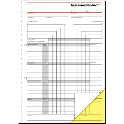 sigel Formularbuch "Tages-/Regiebericht", A4, 2 x 40 Blatt