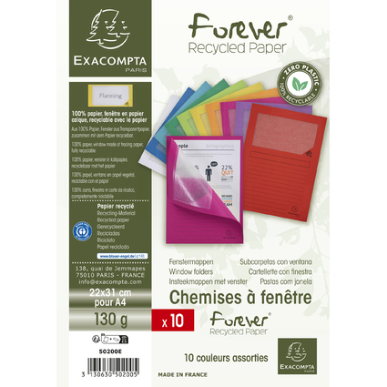 EXACOMPTA Sichtmappe FOREVER, DIN A4, 130 g/qm, sortiert