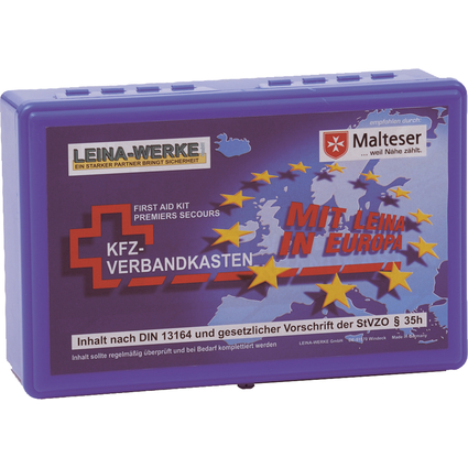 Leina KFZ-Verbandkasten Euro, Inhalt DIN 13164, blau