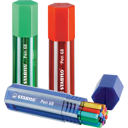 STABILO Fasermaler Pen 68, 20er Big Pen Box, farbig sortiert