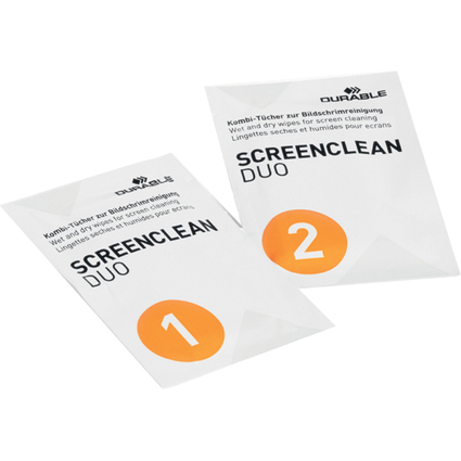 DURABLE Bildschirm-Reinigungstcher SCREENCLEAN DUO