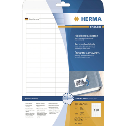 HERMA Universal-Etiketten SPECIAL, 38,1 x 12,7 mm, wei