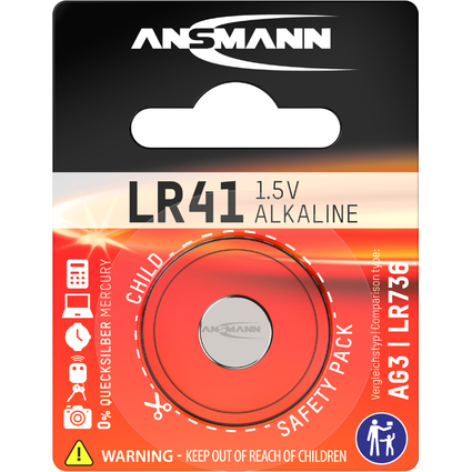 ANSMANN Alkaline Knopfzelle "LR41", 1,5 Volt (AG3)