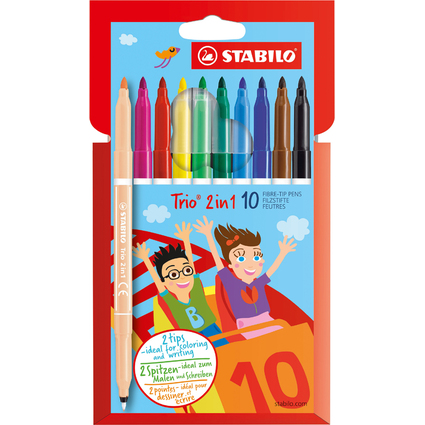 STABILO Fasermaler/Fineliner Trio 2in1, 10er Kartonetui