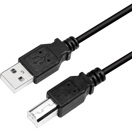 LogiLink USB 2.0 Kabel, USB-A - USB-B Stecker, 2,0 m,schwarz