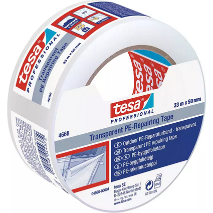 tesa PE-Reparaturband, 50 mm x 33 m, transparent