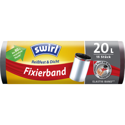 swirl Mlleimerbeutel, mit Fixierband, schwarz, 20 Liter