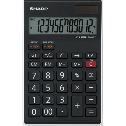 SHARP Tischrechner EL-125 TWH, Solar-/ Batteriebetrieb