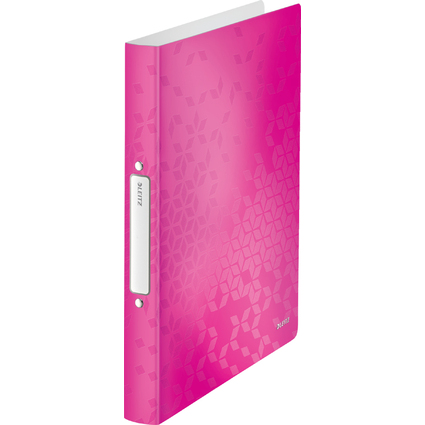 LEITZ Ringbuch WOW, DIN A4, PP, pink, 4 Ringe