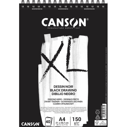 CANSON Skizzen- und Studienblock XL Black, DIN A4, schwarz