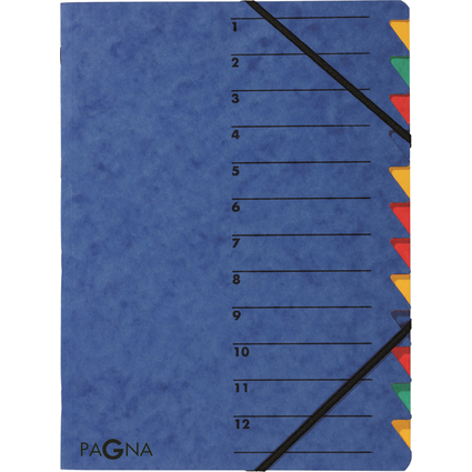 PAGNA Ordnungsmappe "EASY", DIN A4, Karton, 12 Fcher, blau