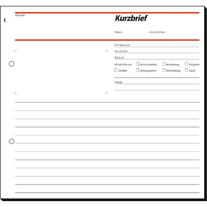 sigel Formularbuch "Kurzbrief", 2/3 A4, 50 Blatt, SD / CFB