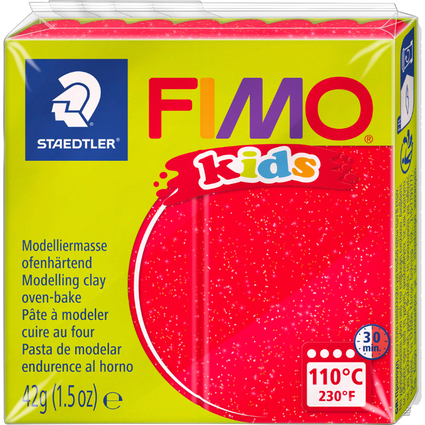 FIMO kids Modelliermasse, ofenhrtend, glitter-rot, 42 g