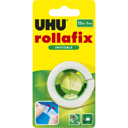 UHU Klebefilm rollafix invisible, 19 mm x 25 m