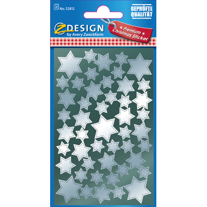 AVERY Zweckform ZDesign Weihnachts-Sticker "Sterne", silber