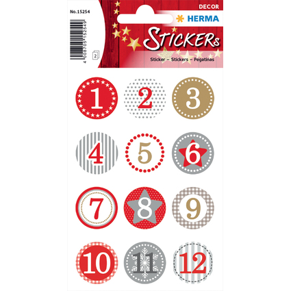 HERMA Weihnachts-Sticker DECOR "Adventskalender", rot