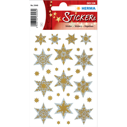 HERMA Weihnachts-Sticker DECOR "Sterne", gold, Reliefprgung