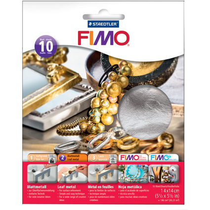 FIMO Blattmetall, silber, 10 Blatt