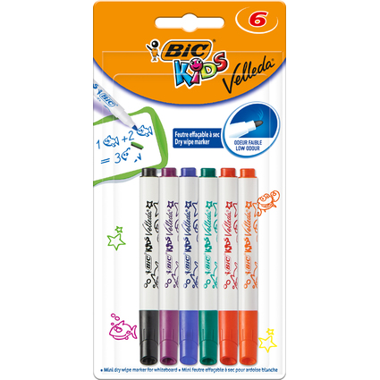 BIC KIDS Whiteboard-Marker Velleda Mini, 6er Blister