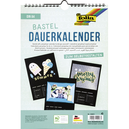 folia Kreativ-Wandkalender, DIN A4, 170 g/qm, schwarz