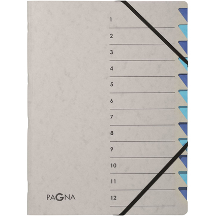 PAGNA Ordnungsmappe "Easy Grey", A4, 12 Fcher, grau / blau