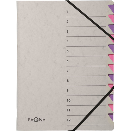 PAGNA Ordnungsmappe "Easy Grey", A4, 12 Fcher, grau / lila