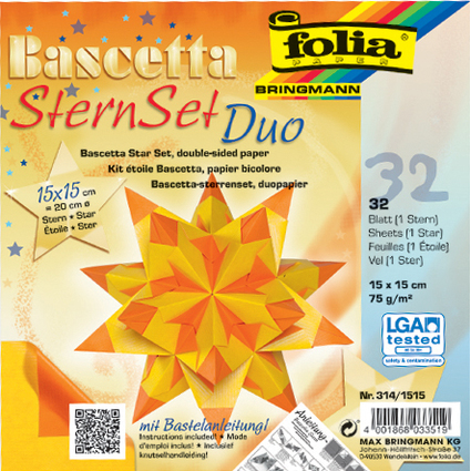folia Faltbltter Bascetta-Stern, 150 x 150 mm, gelb/orange