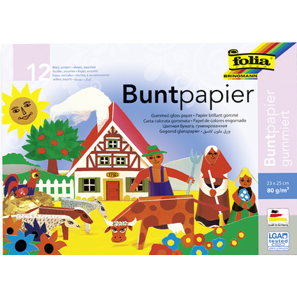 folia Glanzpapier-Bastelheft, 230 x 250 mm, 12 Blatt