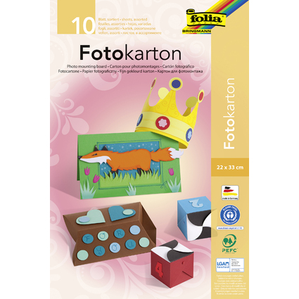 folia Fotokartonblock, 220 x 330 mm, farbig sortiert