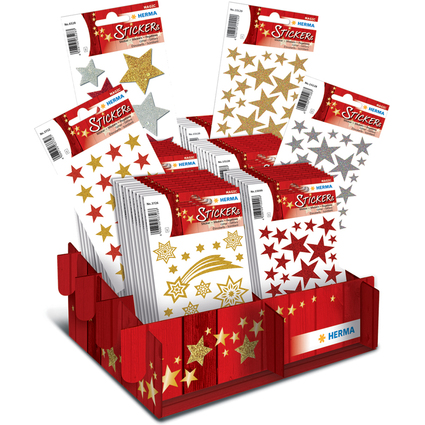 HERMA Weihnachts-Sticker MAGIC "Glittery Sterne", Display