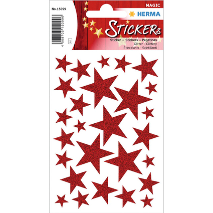 HERMA Weihnachts-Sticker MAGIC "Sterne rot", glittery